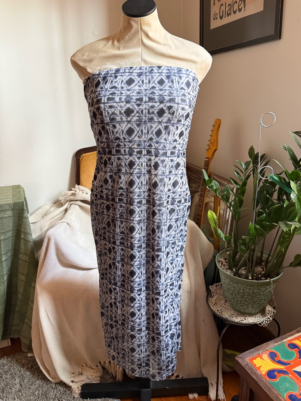 Mesh Sleeveless Maxi Dress with tie dye pattern